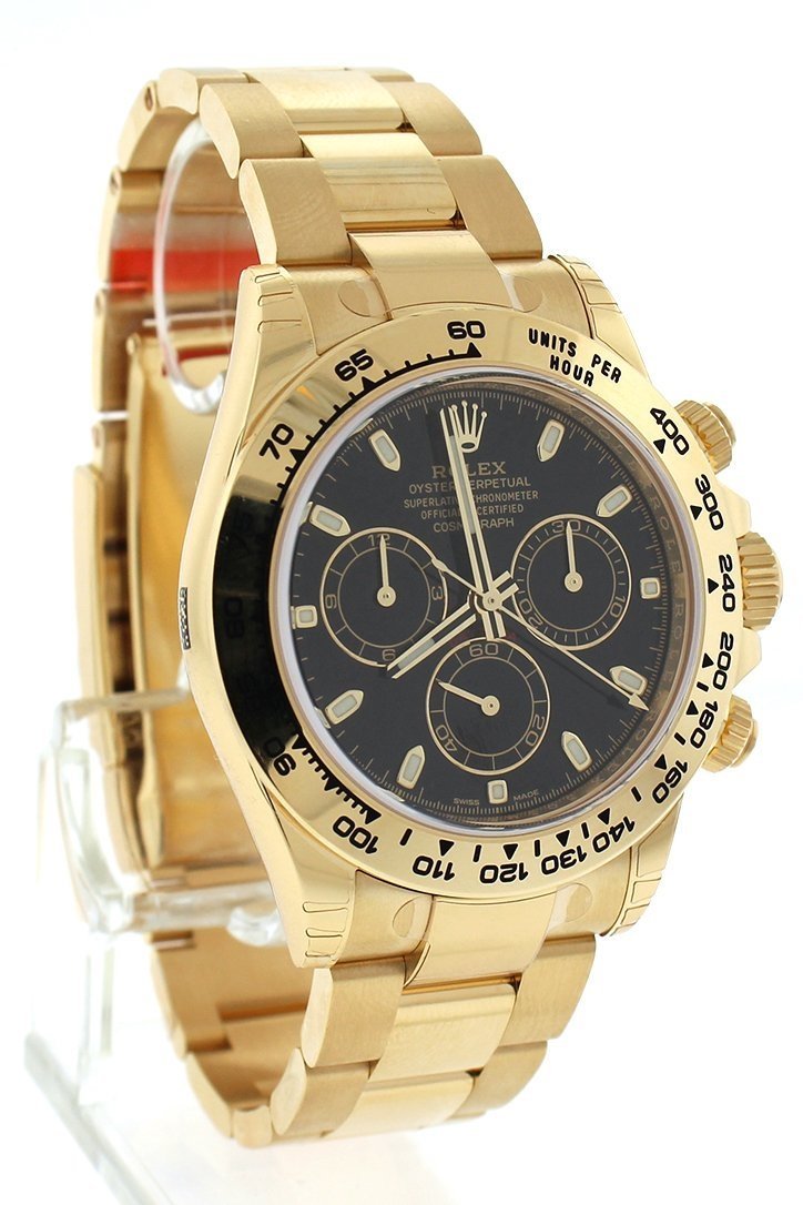 Rolex Cosmograph Daytona Black Dial Gold Mens Watch 116508