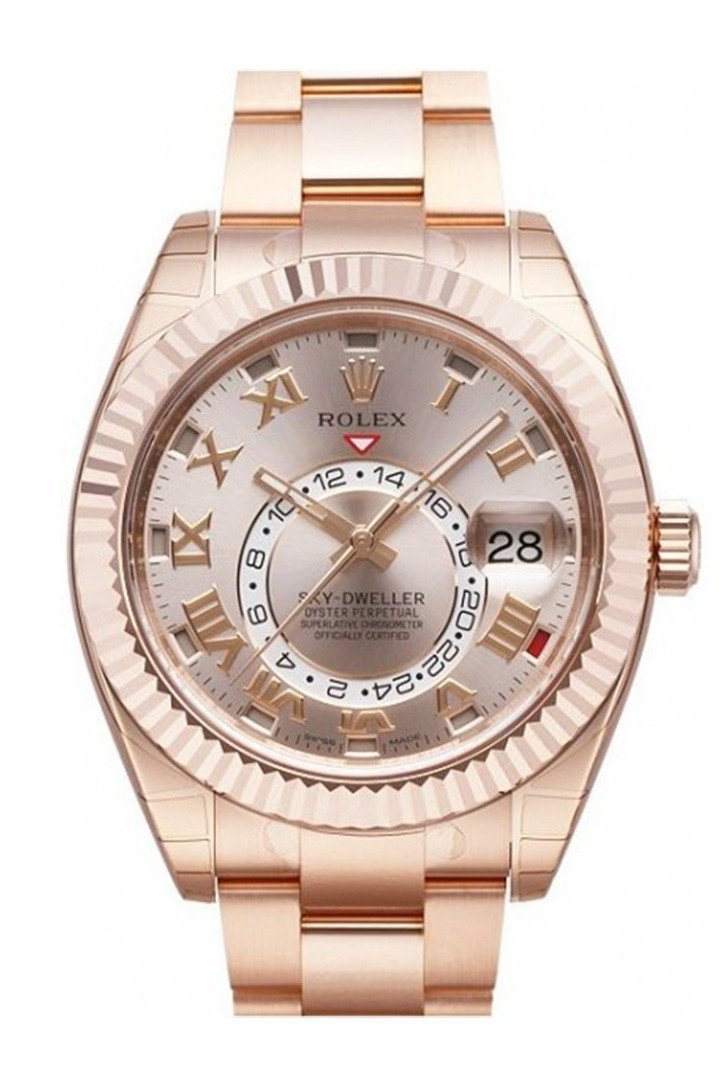 Rolex Sky-Dweller 42 Champagne Arabic Dial Yellow Gold Men's Watch 326938