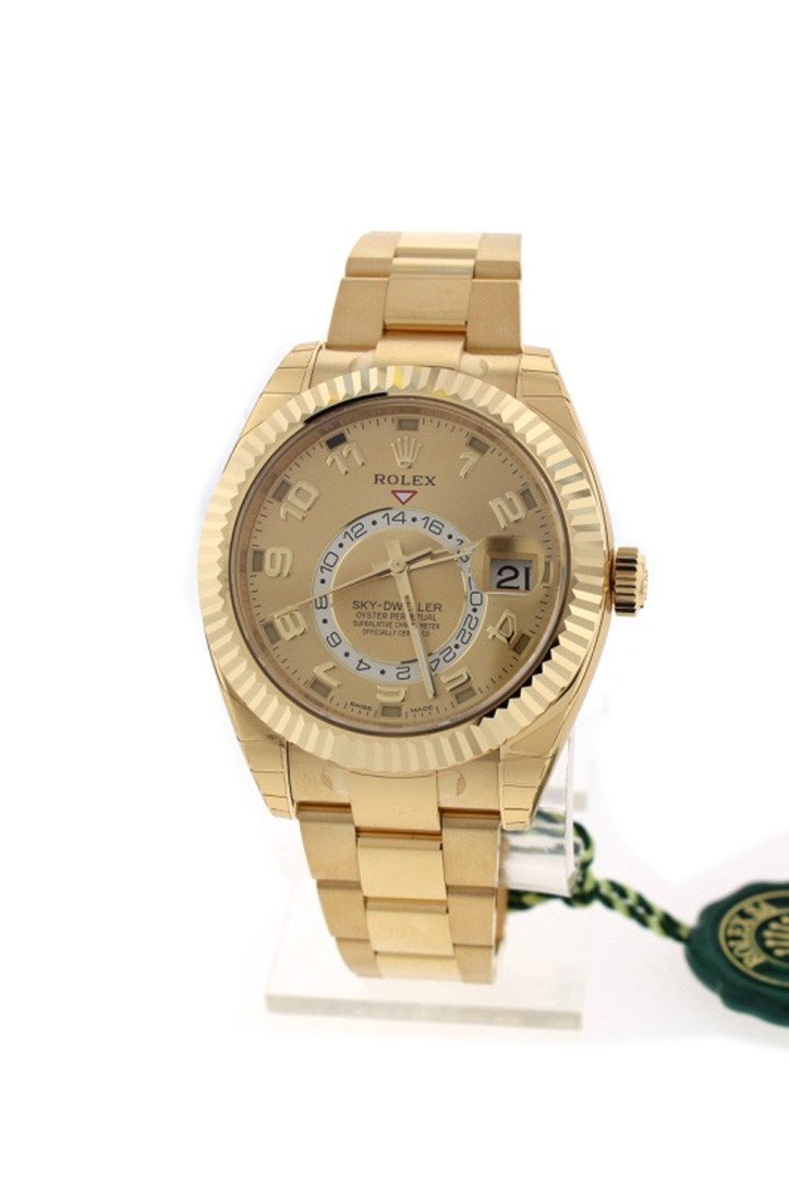 Rolex Sky-Dweller 42 Champagne Arabic Dial Yellow Gold Men's Watch 326938