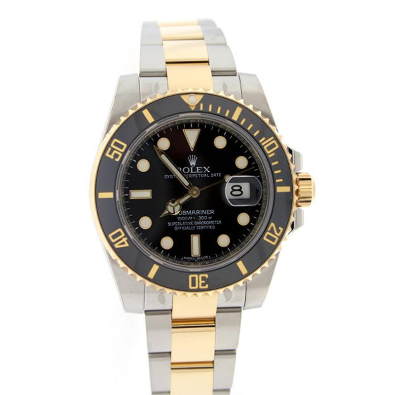 Rolex Submariner Date 40 Black Dial 18K Yellow Gold And Steel Mens Watch 116613