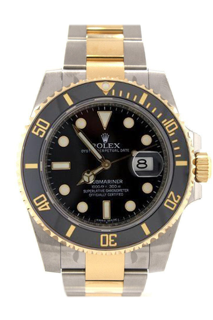 ROLEX Submariner Date 40 Black Dial 18k Yellow Gold and Steel Men's Watch 116613LN 116613