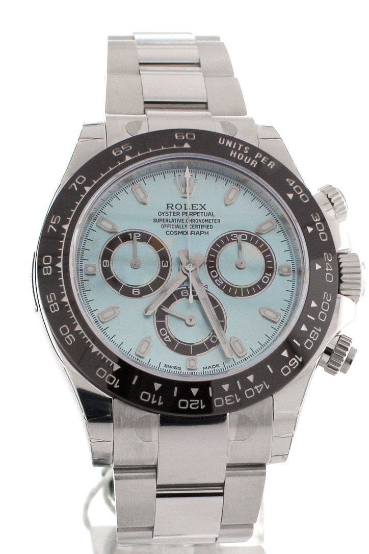 Daytona 116506 Platinum Ice Blue Dial with Diamond Bezel and Markers -  Dealer Clocks
