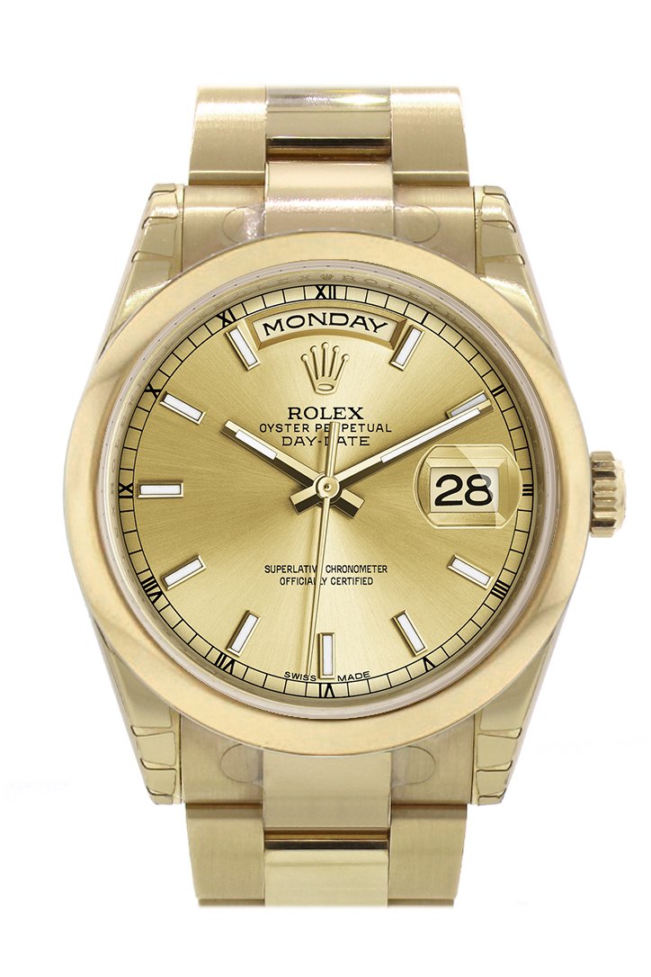 Rolex Day-Date 36 Champagne Dial Yellow Gold Watch 118208