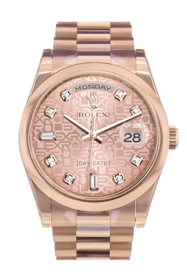 Rolex Day-Date 36 Pink Jubilee Diamonds Dial President Everose Gold Watch 118205