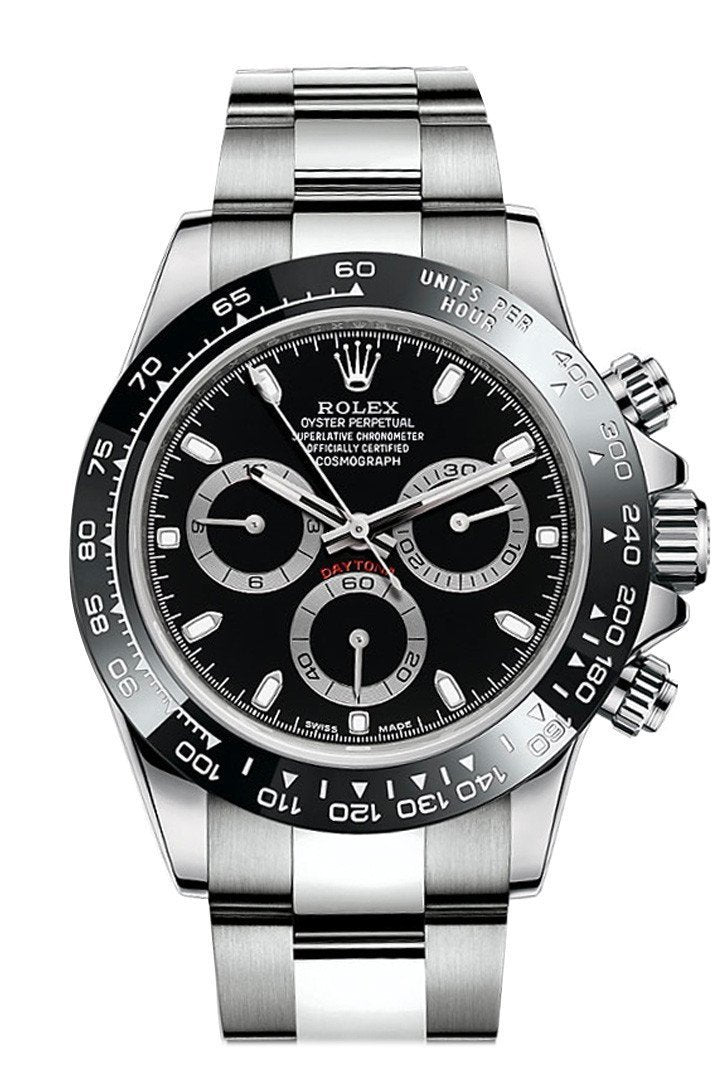 Rolex Cosmograph Daytona 40 Black Dial Stainless Steel Oyster Mens Watch 116500Ln