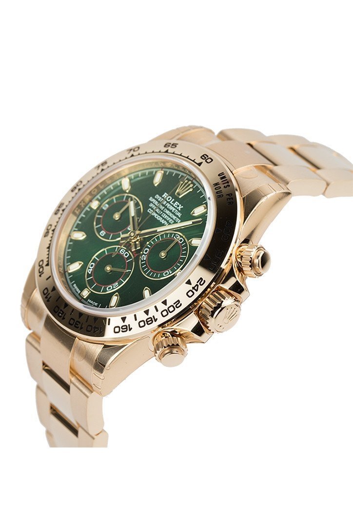 Rolex Cosmograph Daytona Green Dial 18K Yellow Gold Oyster Mens Watch 116508