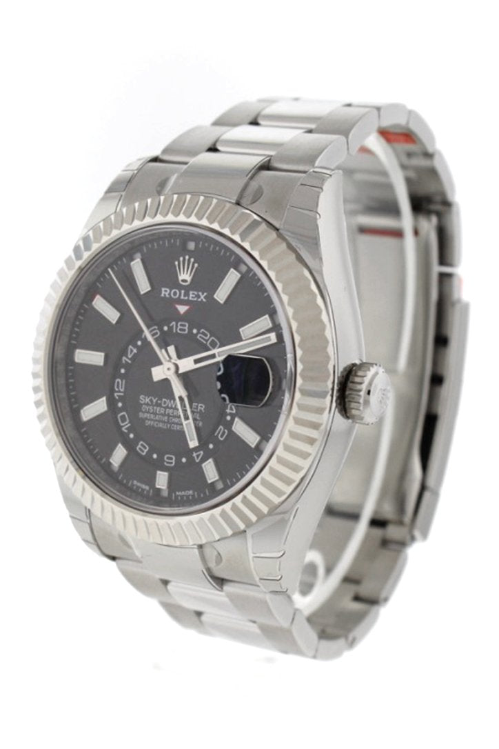 Rolex Sky Dweller Black Dial 18K White Gold Bezel Oyster Men's Watch 326934