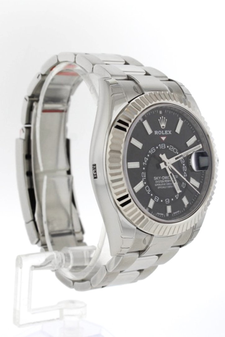 Rolex Sky Dweller Black Dial 18K White Gold Bezel Oyster Men's Watch 326934