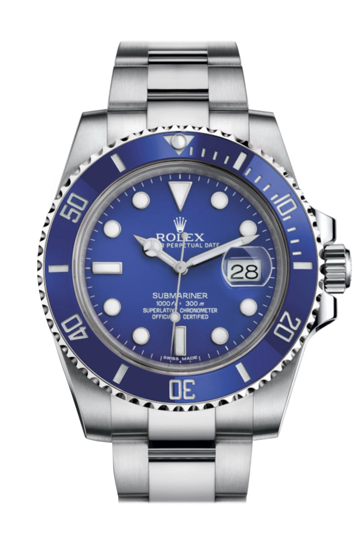 Rolex Submariner Smurf Date 18K White Gold Blue Dial Mens Watch 116619LB 116619
